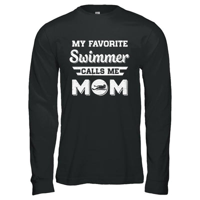 Swimming My Favorite Swimmer Call Me Mom Mothers Day-T-Shirt & Hoodie-Long Sleeve T-Shirt-Black