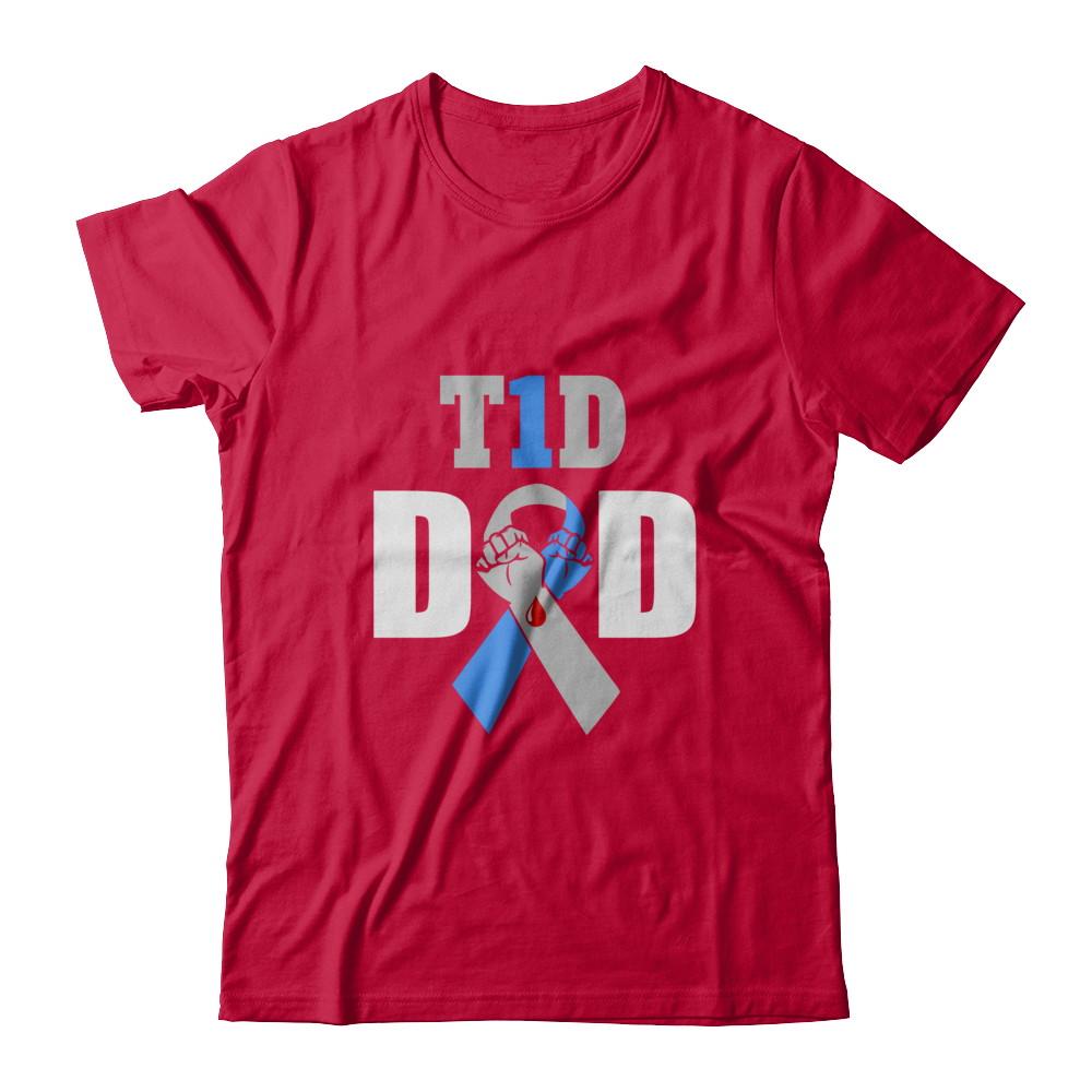 Diabetes awareness T1D Proud Type 1 Diabetes Dad-T-Shirt & Hoodie-Classic T-Shirt-Red