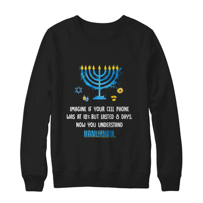 Funny Quote Sarcastic Hanukkah Chanukah Cellphone Gift-T-Shirt & Sweatshirt-Crewneck Sweatshirt-Black