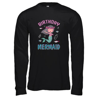 Birthday Mermaid Party Dabbing-T-Shirt & Tank Top-Long Sleeve T-Shirt-Black