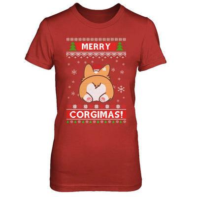 Xmas Merry Corgmas Santa Corgi Ugly Christmas Sweater-T-Shirt & Sweatshirt-Women's T-Shirt-Red
