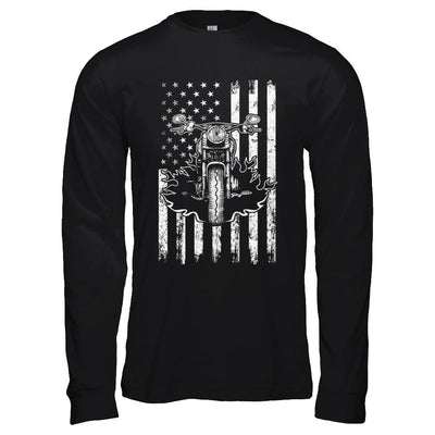 American Motorcycle Motorbike Us Flag Cool Biker-T-Shirt & Hoodie-Long Sleeve T-Shirt-Black