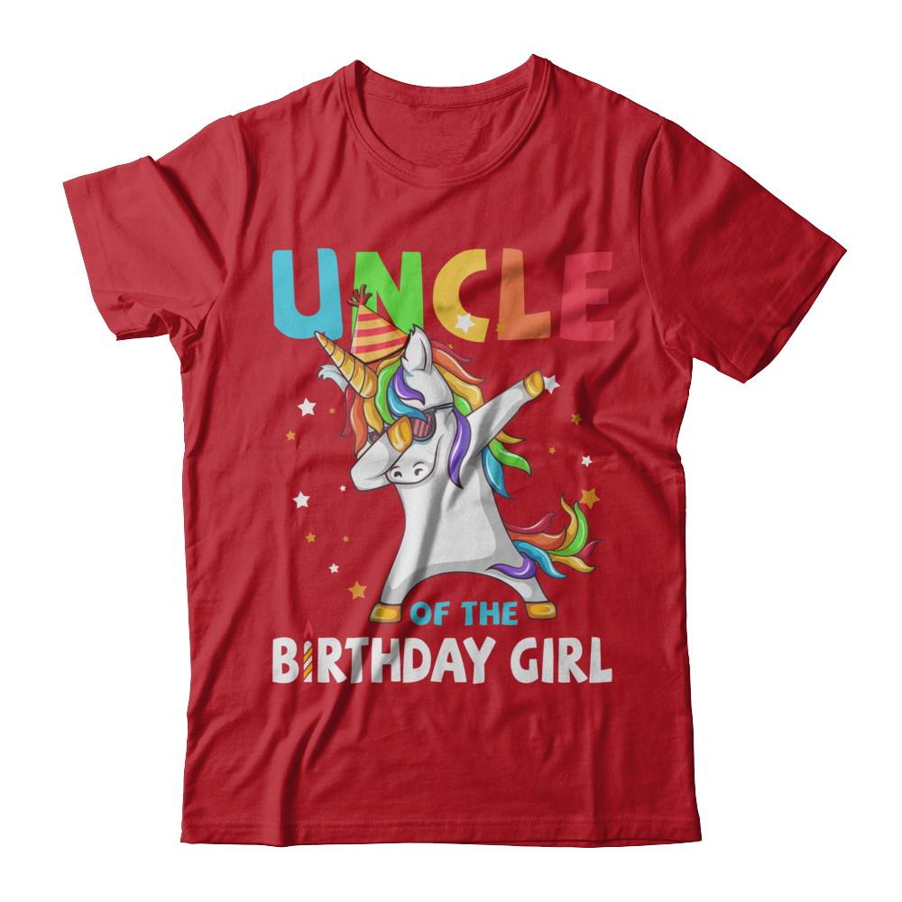 UNCLE Of The Birthday Girl Dabbing Unicorn Party-T-Shirt & Hoodie-Classic T-Shirt-Red