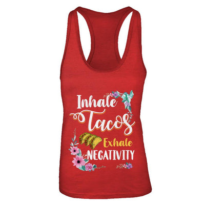 Inhale Tacos Exhale Negativity Tacos-T-Shirt & Tank Top-Women's Ideal Racerback Tank-Red