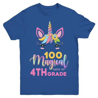 100 Magical Days Of 4Th Grade School Unicorn Girl Gift Youth-Youth Shirt-Youth T-Shirt-Royal