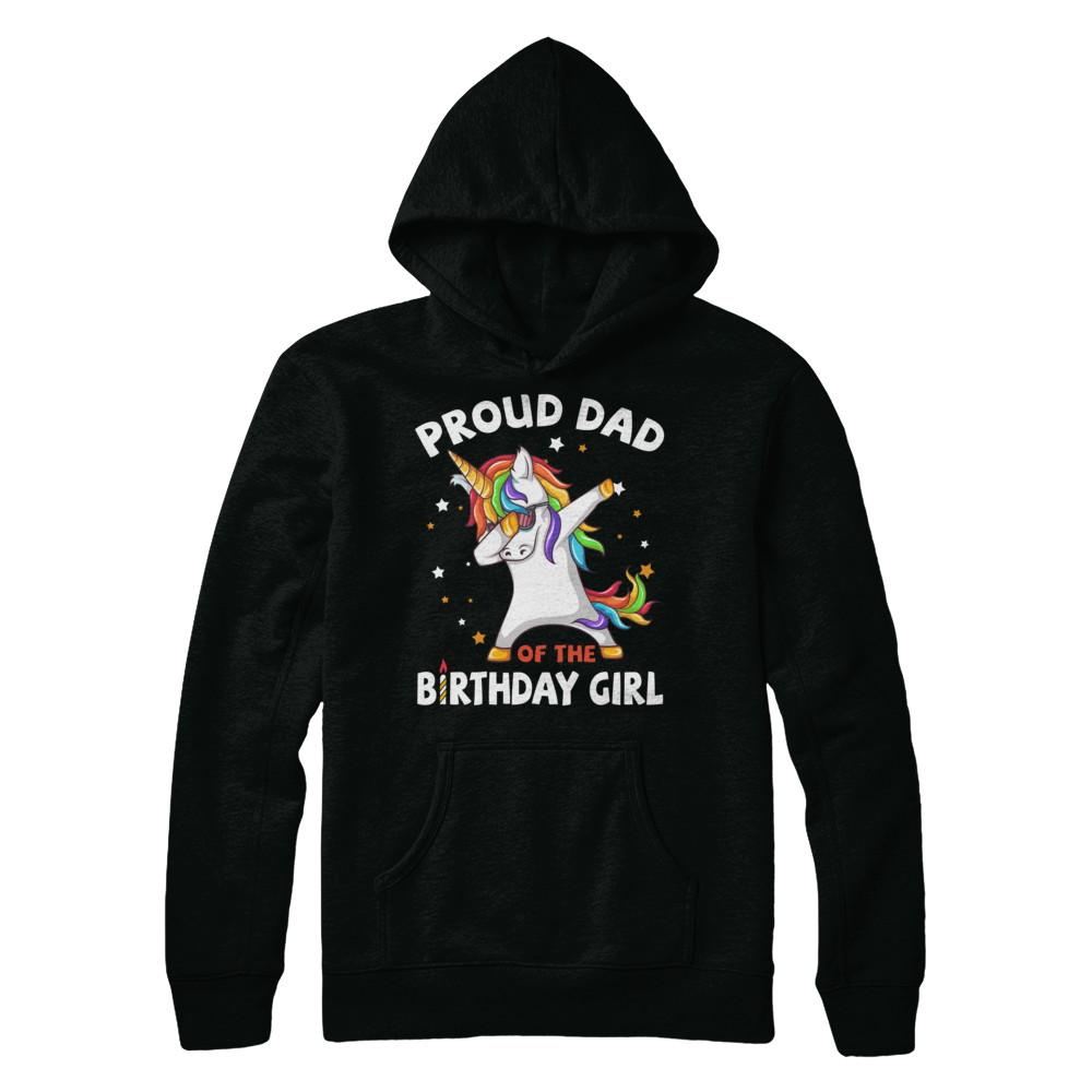 Proud Dad Of The Birthday Girl Unicorn Fathers Day-T-Shirt & Hoodie-Hanes - Heavyweight Pullover Hoodie-Black