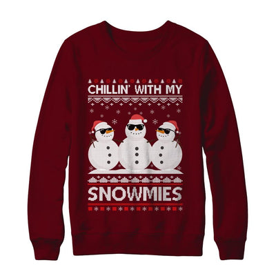 Chillin With My Snowmies Ugly Christmas Sweater-T-Shirt & Sweatshirt-Crewneck Sweatshirt-Maroon