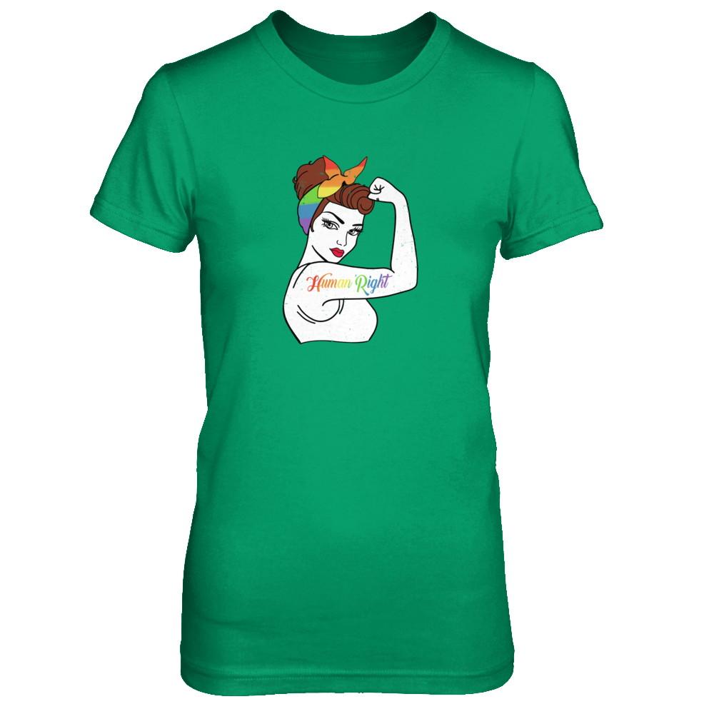 Lady Human Right LGBT Lesbian Gay Pride-T-Shirt & Tank Top-Women's T-Shirt-Irish Green