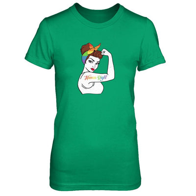 Lady Human Right LGBT Lesbian Gay Pride-T-Shirt & Tank Top-Women's T-Shirt-Irish Green