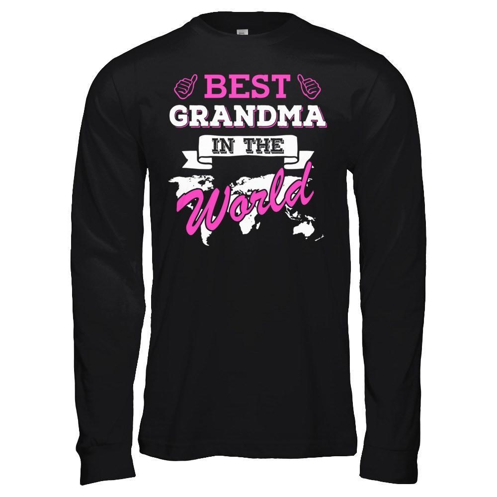 Best Grandma In The World-T-Shirt & Hoodie-Long Sleeve T-Shirt-Black