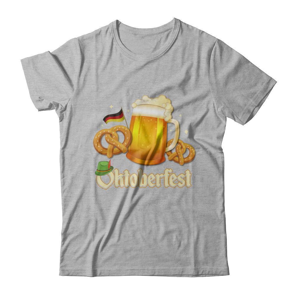 Oktoberfest Beer Pretzel Lederhosen Germany-T-Shirt & Hoodie-Premium T-Shirt-Heather Gray