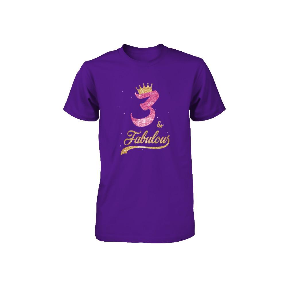 3Th And Fabulous Three Birthday Youth-Youth Shirt-Youth T-Shirt-Team Purple