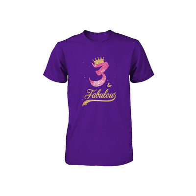3Th And Fabulous Three Birthday Youth-Youth Shirt-Youth T-Shirt-Team Purple