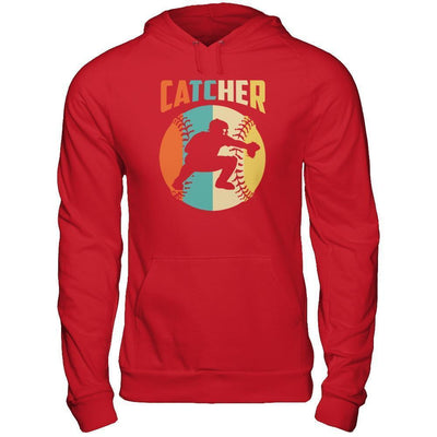 Classic Vintage Retro Style Catcher Baseball-T-Shirt & Hoodie-Pullover Hoodie-Red