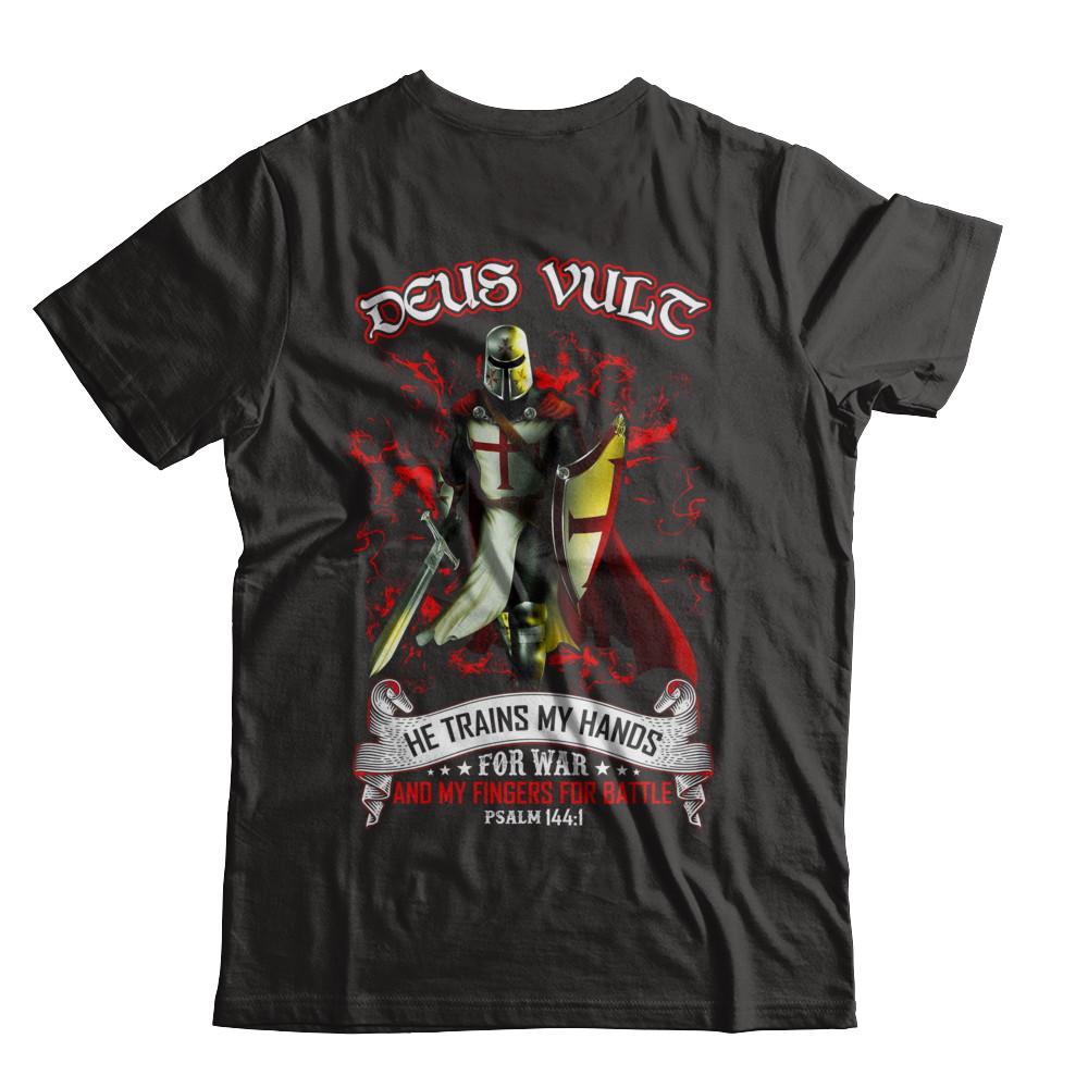 Knight Templar Deus Vult He Trains My Hands For War-T-Shirt & Hoodie-Classic T-Shirt-Black
