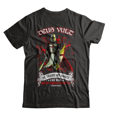 Knight Templar Deus Vult He Trains My Hands For War-T-Shirt & Hoodie-Classic T-Shirt-Black
