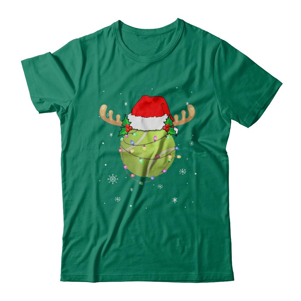 Santa Hat Tennis Reindeer Christmas Gifts-T-Shirt & Sweatshirt-Classic T-Shirt-Kelly Green