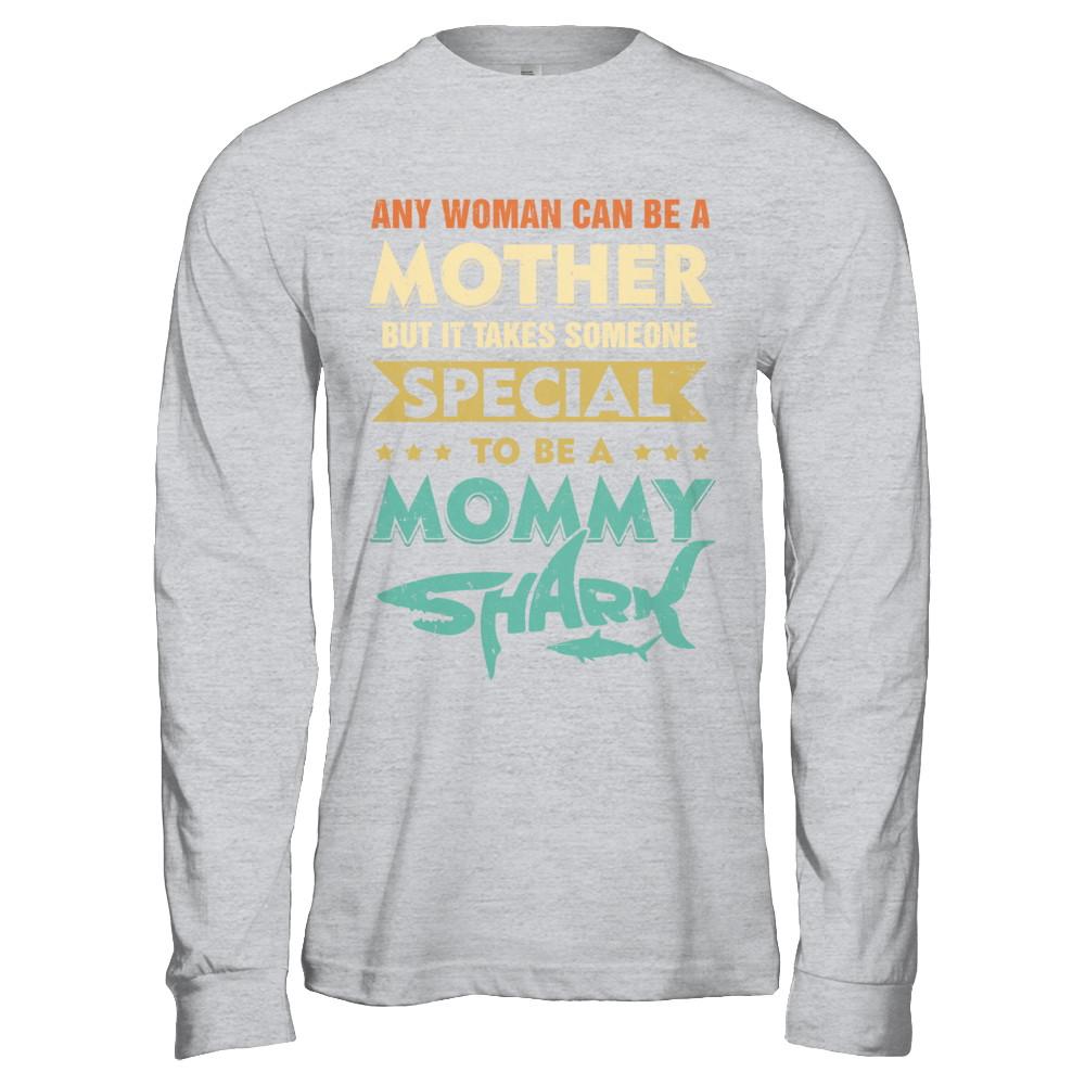 Vintage Someone Special To Be A Mommy Shark Mothers Day-T-Shirt & Hoodie-Long Sleeve T-Shirt-Sport Grey