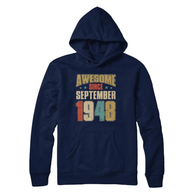 Vintage Retro Awesome Since September 1948 73th Birthday-T-Shirt & Hoodie-Pullover Hoodie-Navy
