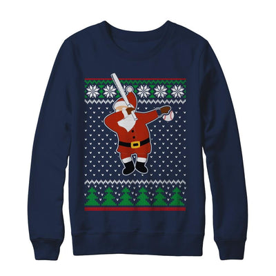 Dabbing Santa Baseball Ugly Sweater Christmas-T-Shirt & Sweatshirt-Crewneck Sweatshirt-Navy