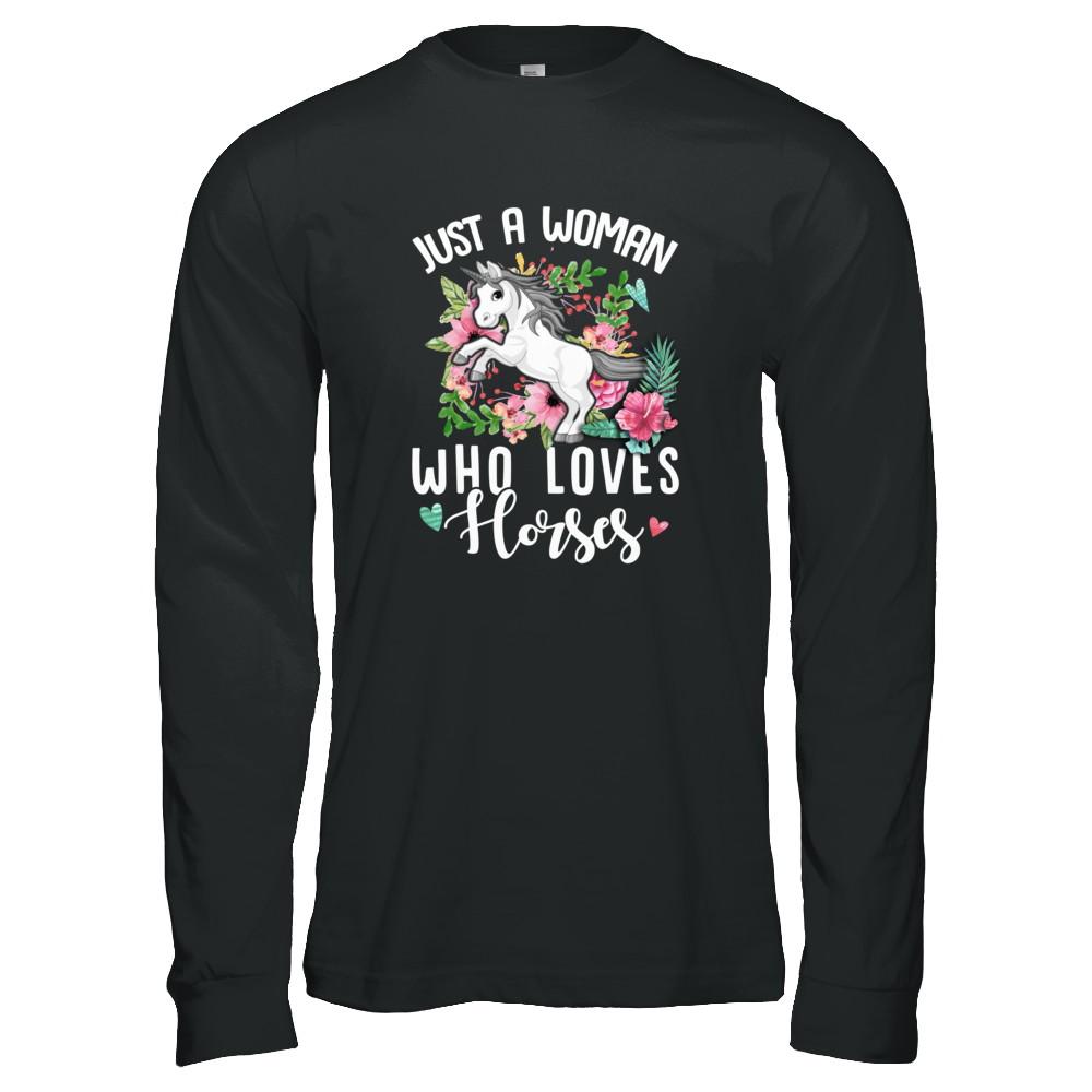 Just A Woman Who Loves Goats-T-Shirt & Tank Top-Long Sleeve T-Shirt-Black