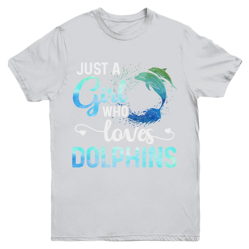 Just A Girl Who Loves Dolphins Youth-Youth Shirt-Youth T-Shirt-Sport Grey