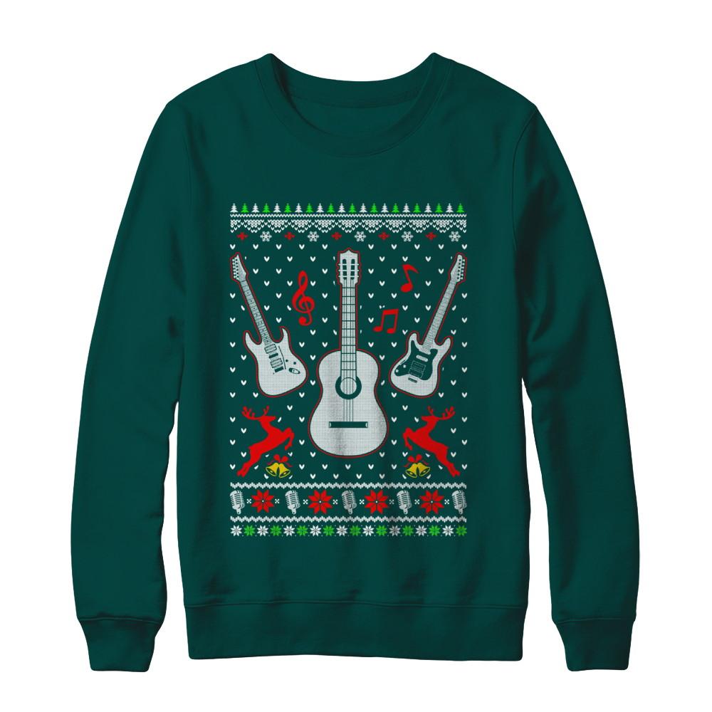 Singer Song Guitar Ugly Christmas Sweater-T-Shirt & Sweatshirt-Crewneck Sweatshirt-Deep Forest