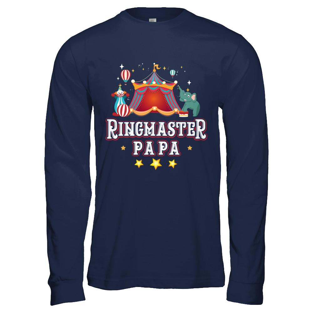 Ringmaster Papa Circus Carnival Children Party-T-Shirt & Hoodie-Long Sleeve T-Shirt-Navy