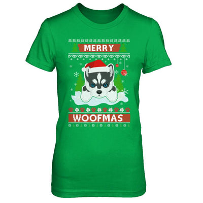 Siberian Husky Merry Woofmas Ugly Christmas Sweater-T-Shirt & Sweatshirt-Women's T-Shirt-Irish Green