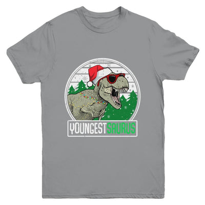 Youngestsaurus Youngest Dinosaur T-Rex Family Christmas Youth-Youth Shirt-Youth T-Shirt-Sport Grey
