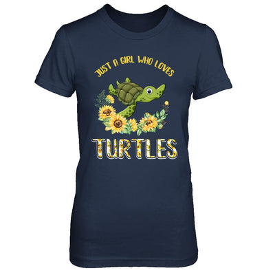 Just A Girl Who Loves Turtles And Sunflowers-T-Shirt & Hoodie-Women's T-Shirt-Navy