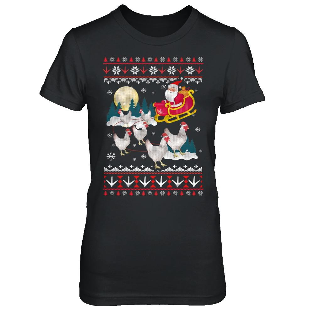 Funny Chicken Ugly Christmas Sweater Gifts-T-Shirt & Sweatshirt-Women's T-Shirt-Black