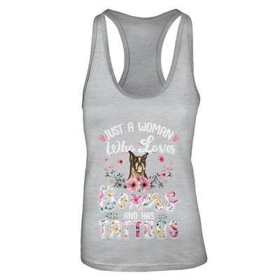Just A Woman Who Loves Boxers And Has Tattoos-T-Shirt & Tank Top-Women's Ideal Racerback Tank-Heather Grey