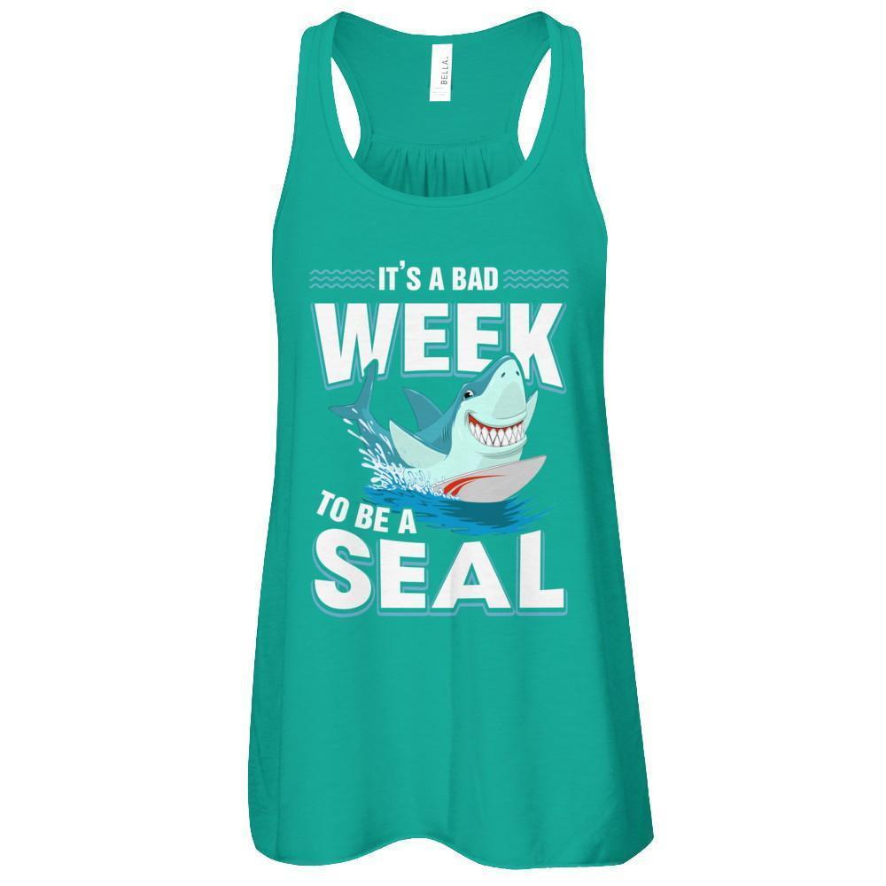 It's A Bad Week To Be A Seal Shark-T-Shirt & Tank Top-Women's Flowy Racerback Tank-Kelly