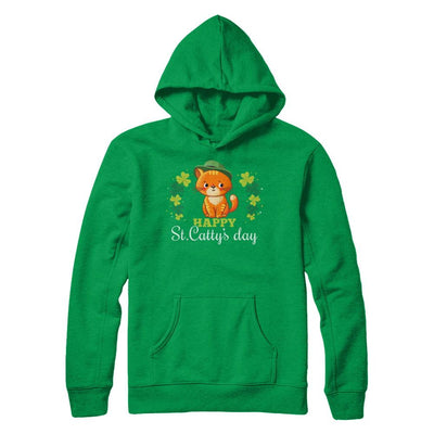 Happy St Catty's St. Patrick's Day Lucky Cat Gift-T-Shirt & Hoodie-Pullover Hoodie-Irish Green