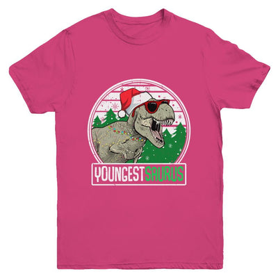 Youngestsaurus Youngest Dinosaur T-Rex Family Christmas Youth-Youth Shirt-Youth T-Shirt-Heliconia