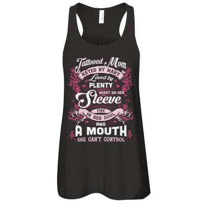 Tattooed Mom Hated By Many Loved By Plenty Heart On Her Sleeve-T-Shirt & Tank Top-Women's Flowy Racerback Tank-Black