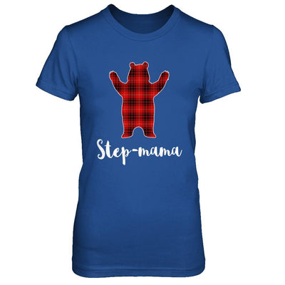Red Step-Mama Bear Buffalo Plaid Family Christmas Pajamas-T-Shirt & Sweatshirt-Women's T-Shirt-Royal