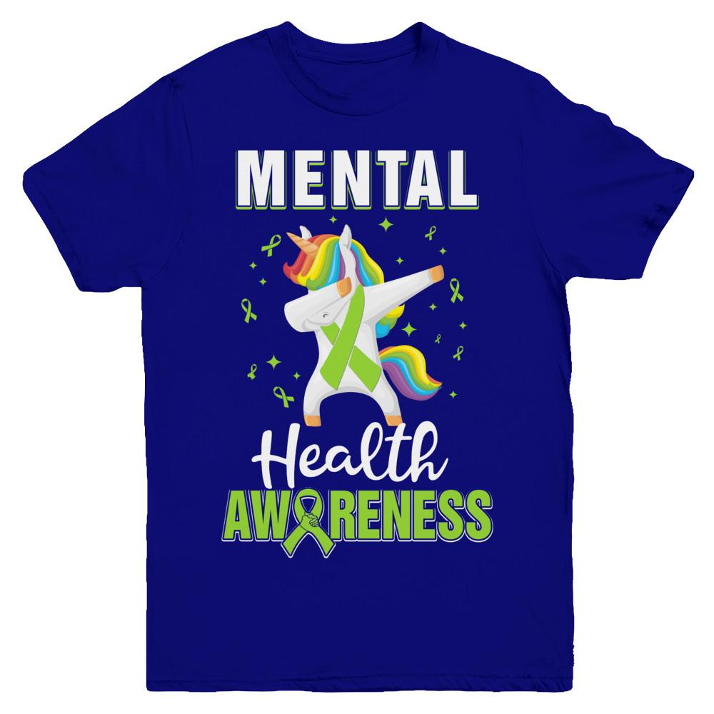 Inspirational Mental Health Awareness Unicorn Support Youth-Youth Shirt-Youth T-Shirt-Navy