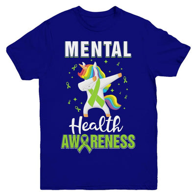 Inspirational Mental Health Awareness Unicorn Support Youth-Youth Shirt-Youth T-Shirt-Navy