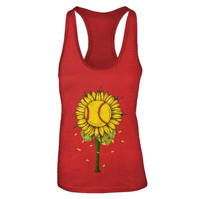 Sunflower Softball Mom Daughter Lover Gift-T-Shirt & Tank Top-Women's Ideal Racerback Tank-Red