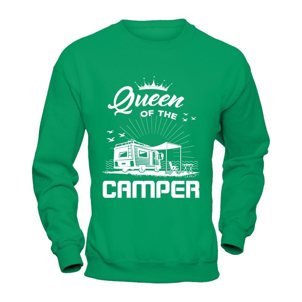 Queen Of The Camper-T-Shirt & Hoodie-Crewneck Sweatshirt-Irish Green