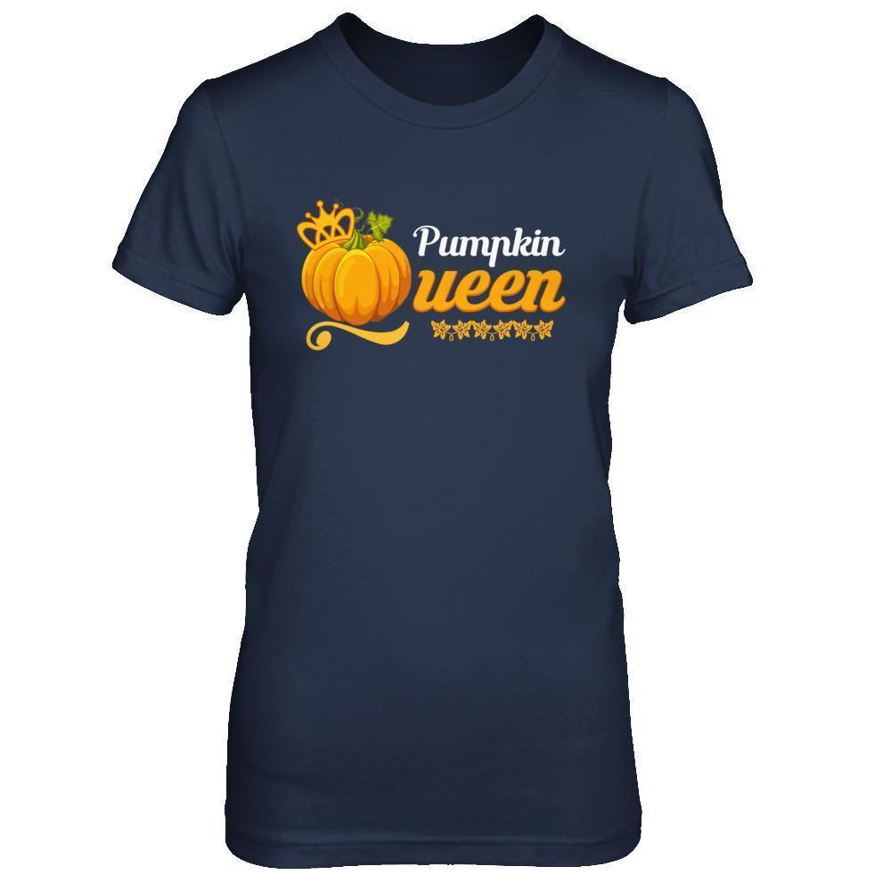 Pumpkin Queen Cute Pumpkin Spice Funny Halloween-T-Shirt & Sweatshirt-Women's T-Shirt-Navy