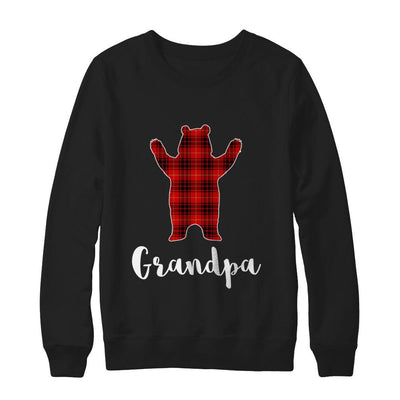 Red Grandpa Bear Buffalo Plaid Family Christmas Pajamas-T-Shirt & Sweatshirt-Crewneck Sweatshirt-Black