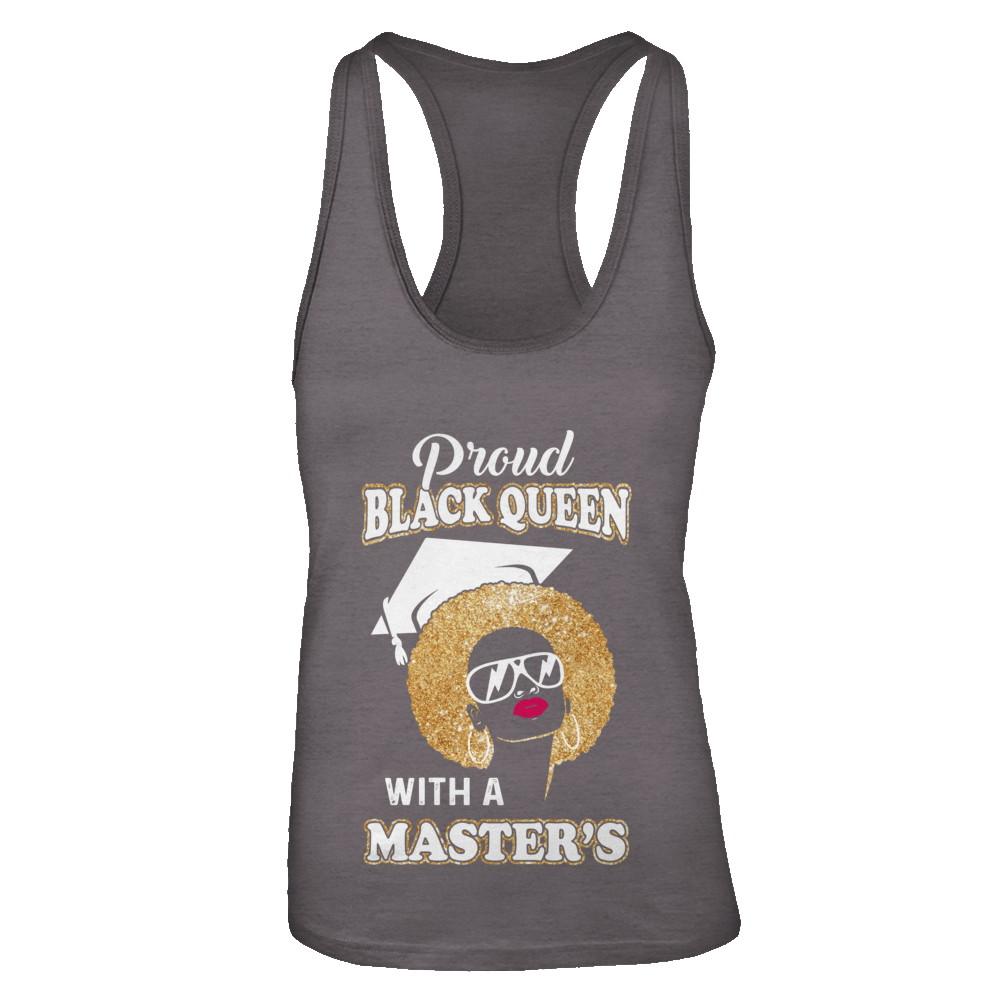 Graduation Proud Black Queen Masters Degree Graduate-T-Shirt & Tank Top-Women's Ideal Racerback Tank-Dark Grey