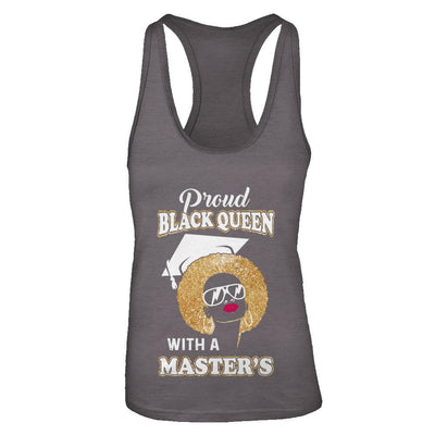 Graduation Proud Black Queen Masters Degree Graduate-T-Shirt & Tank Top-Women's Ideal Racerback Tank-Dark Grey