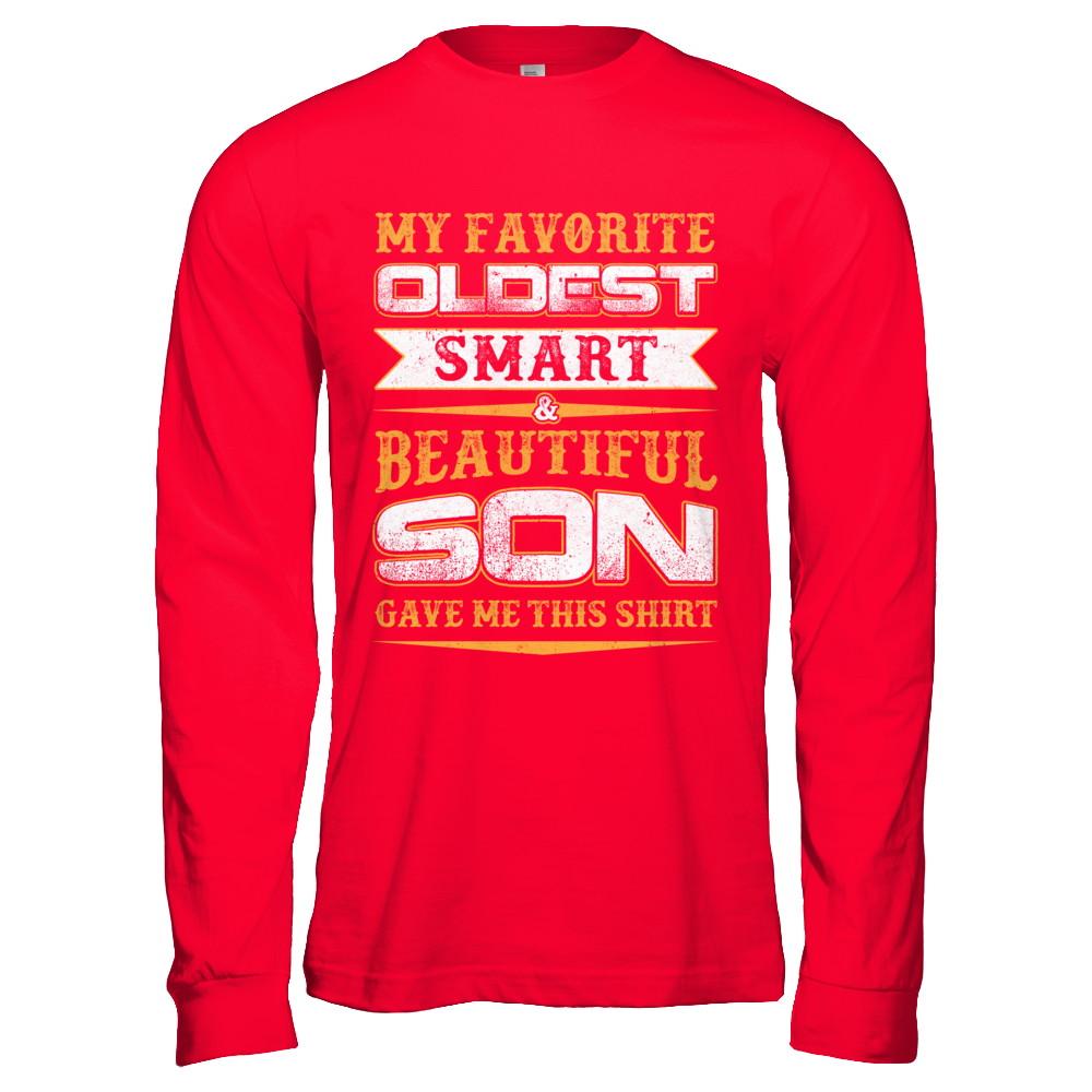 My Favourite Oldest Smart Beautiful Son Gave Me This-T-Shirt & Hoodie-Long Sleeve T-Shirt-Red