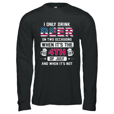 Funny Drinking Beer 4Th Of July Party American Flag-T-Shirt & Hoodie-Long Sleeve T-Shirt-Black
