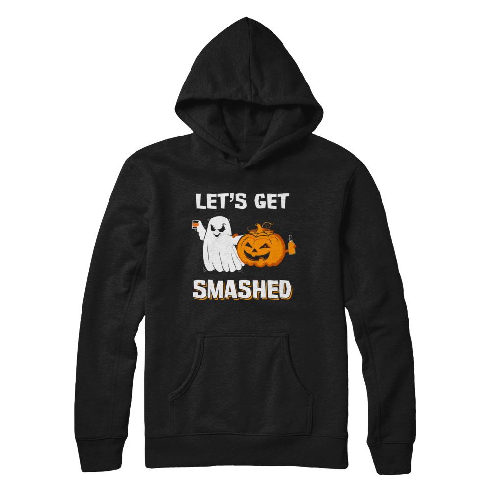 Let's Get Smashed Drinking Pumpkin Halloween-T-Shirt & Hoodie-Pullover Hoodie-Black