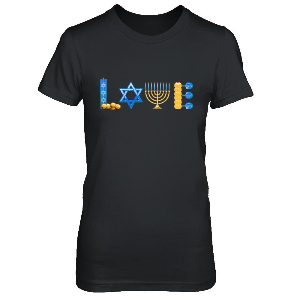 Jewish Love Happy Hanukkah Star Heart Gift-T-Shirt & Sweatshirt-Women's T-Shirt-Black